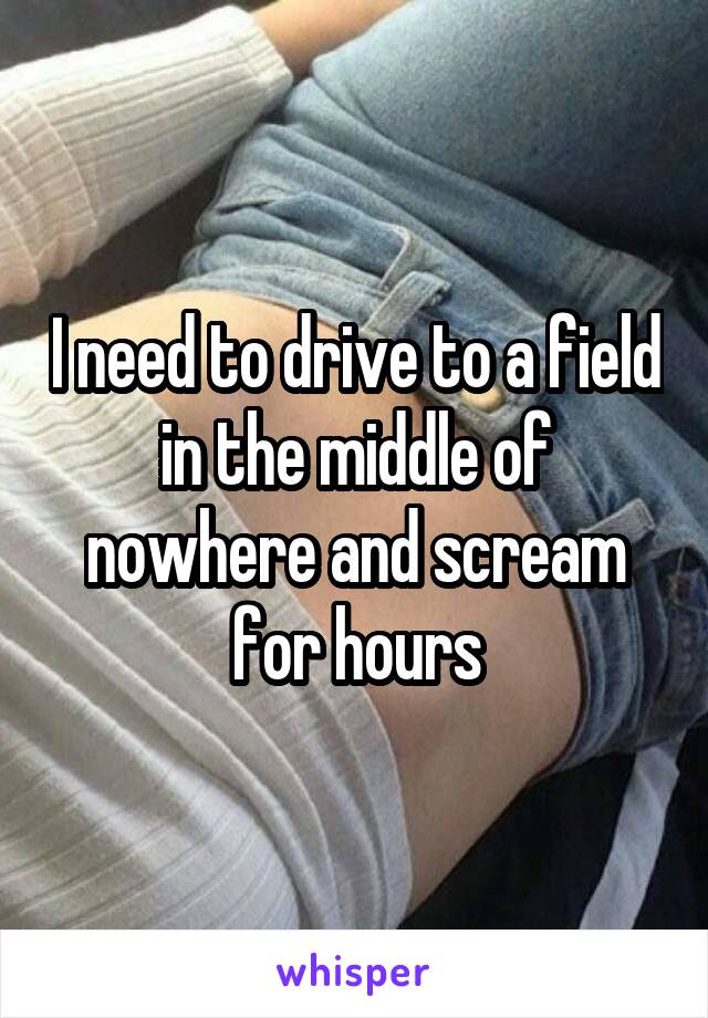 I need to drive to a field in the middle of nowhere and scream for hours