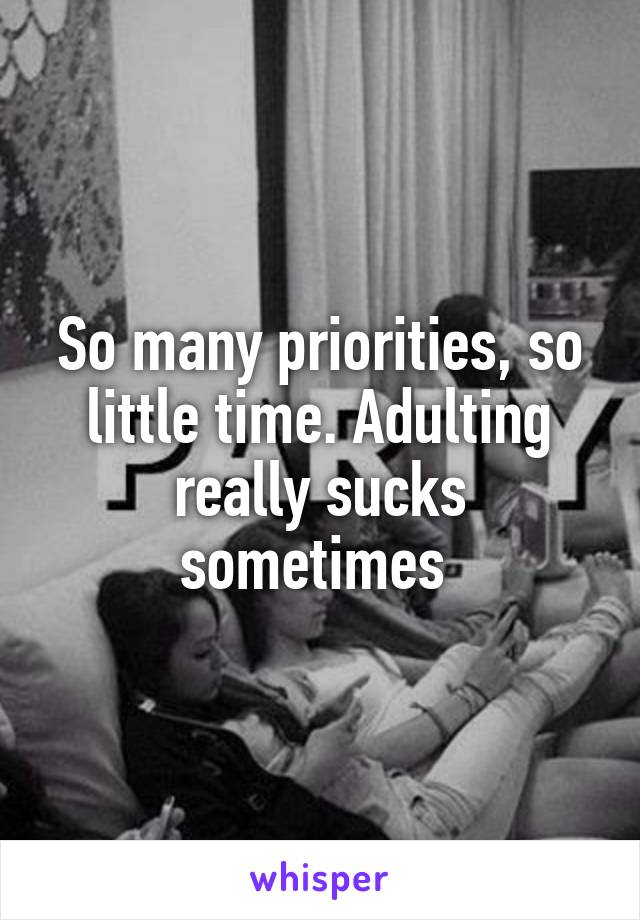 So many priorities, so little time. Adulting really sucks sometimes 