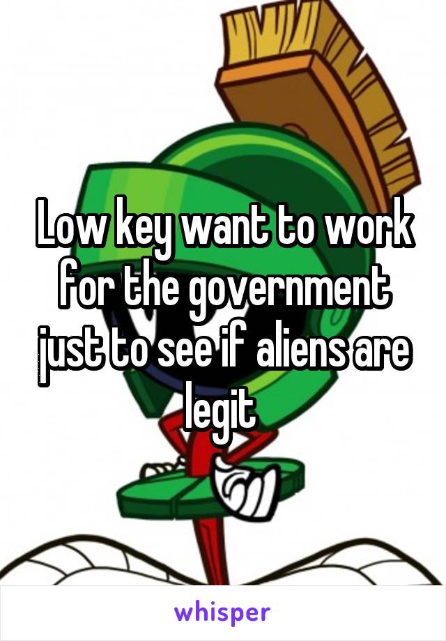 Low key want to work for the government just to see if aliens are legit 
