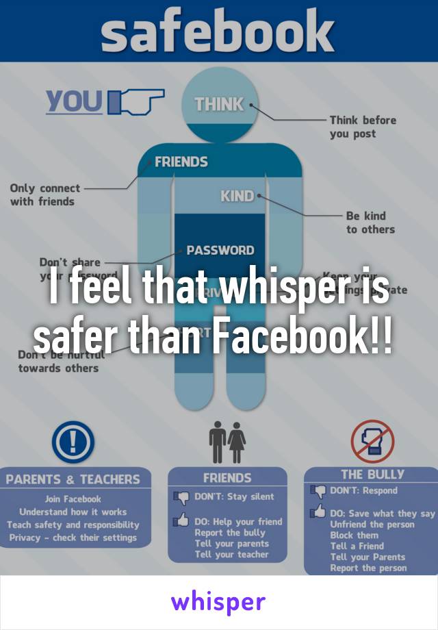 I feel that whisper is safer than Facebook!! 