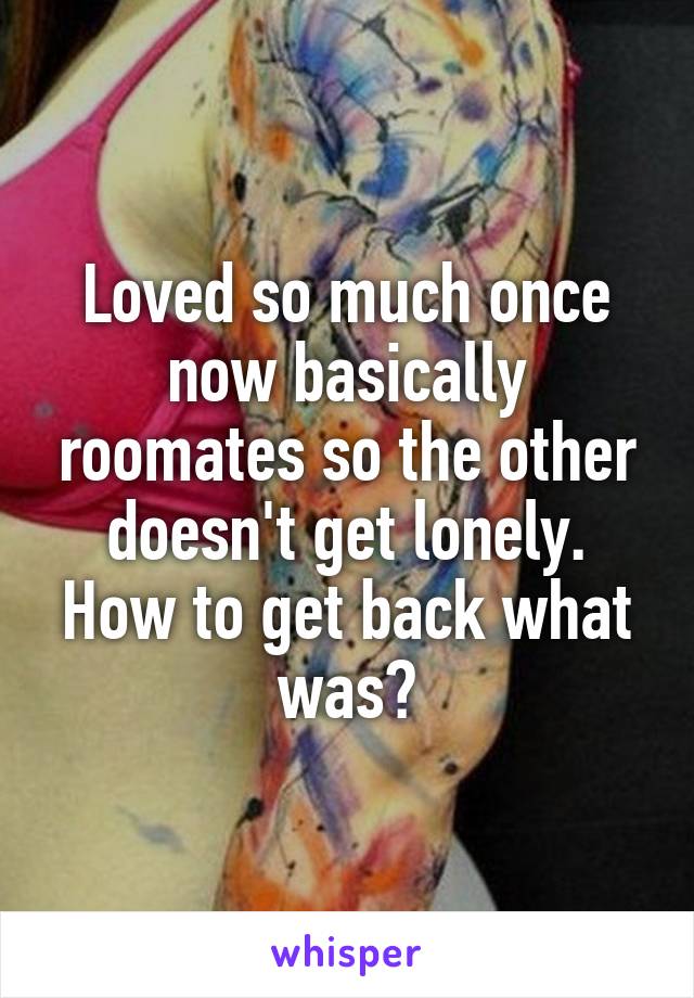 Loved so much once now basically roomates so the other doesn't get lonely. How to get back what was?