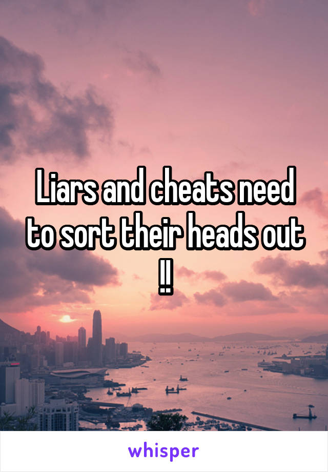 Liars and cheats need to sort their heads out !!