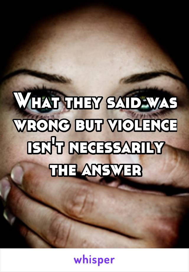 What they said was wrong but violence isn't necessarily the answer