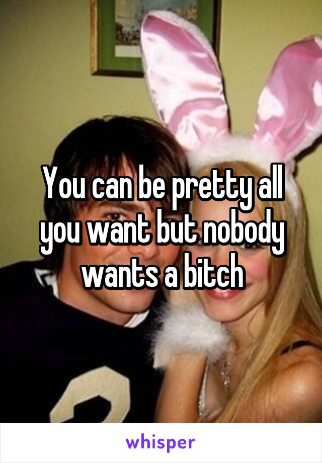 You can be pretty all you want but nobody wants a bitch