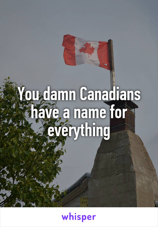You damn Canadians have a name for everything