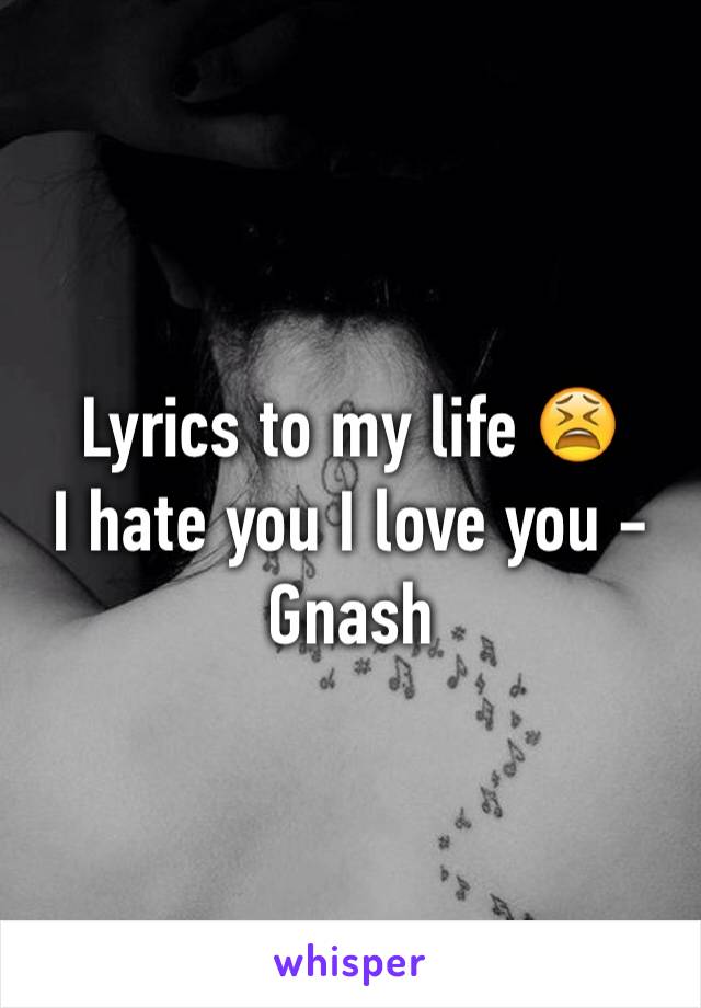 Lyrics to my life 😫
I hate you I love you - Gnash 
