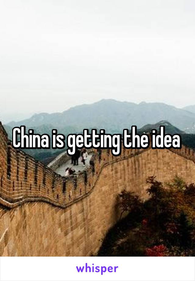 China is getting the idea 