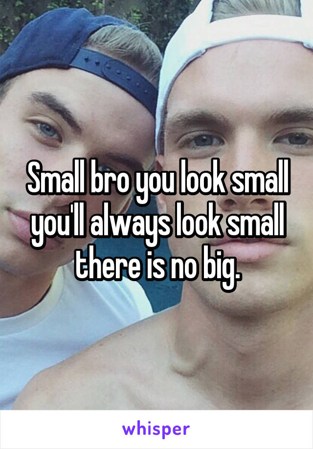 Small bro you look small you'll always look small there is no big.