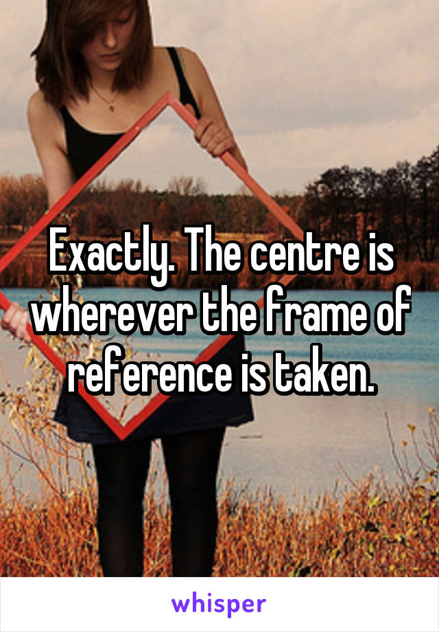 Exactly. The centre is wherever the frame of reference is taken.