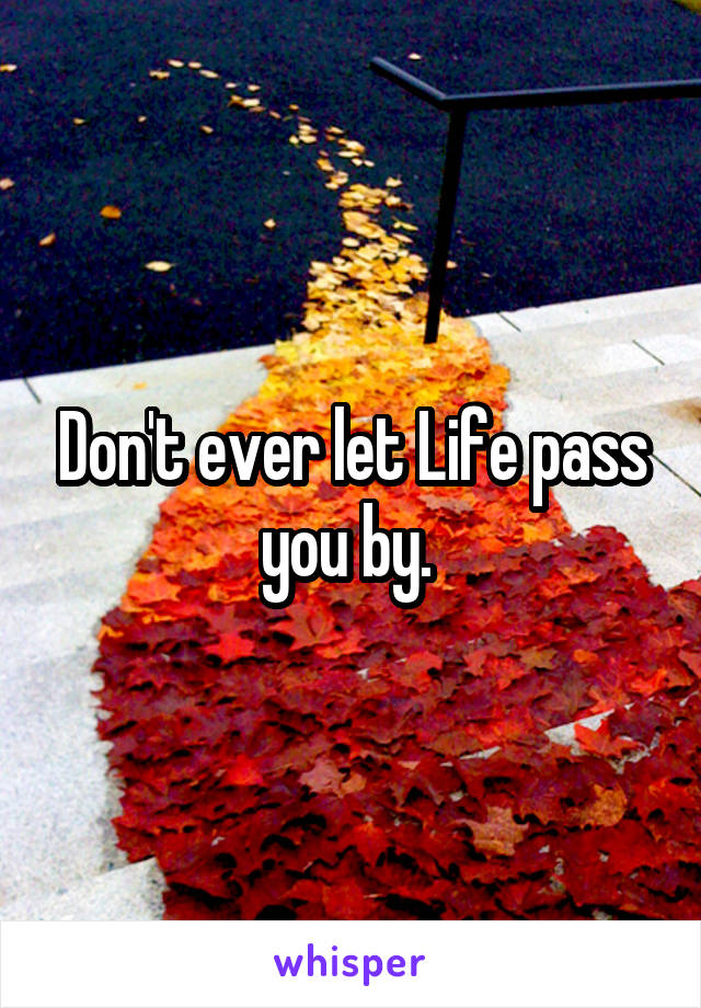 Don't ever let Life pass you by. 