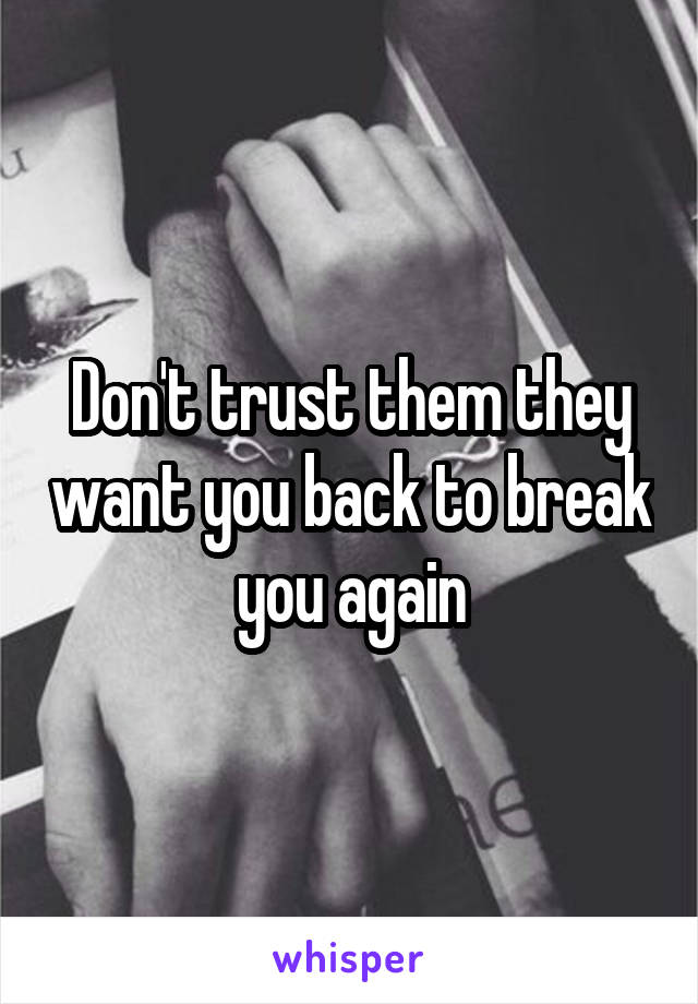 Don't trust them they want you back to break you again