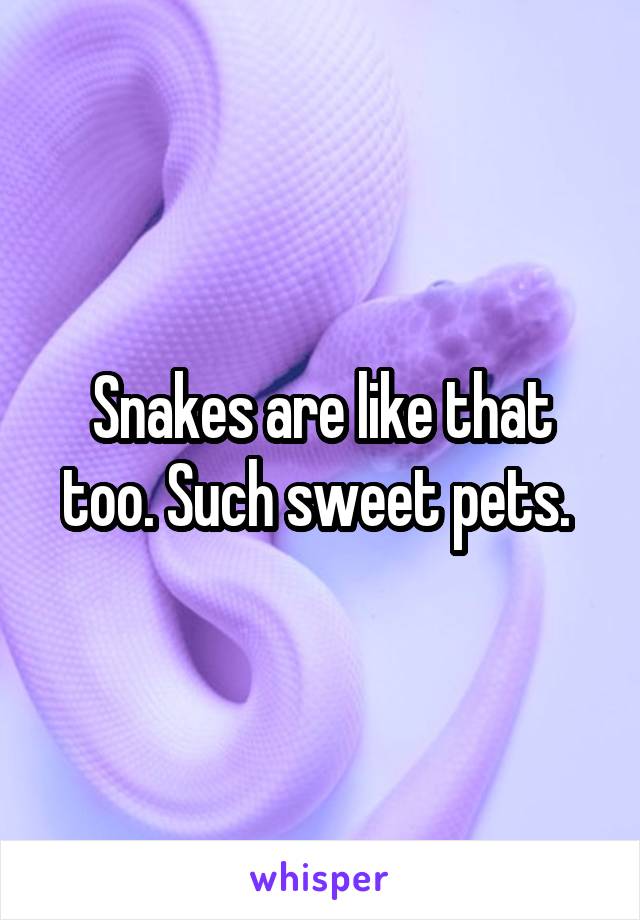 Snakes are like that too. Such sweet pets. 