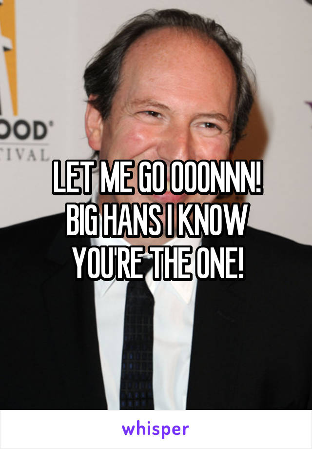 LET ME GO OOONNN!
BIG HANS I KNOW YOU'RE THE ONE!