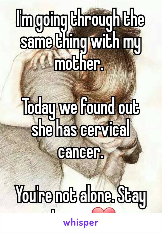 I'm going through the same thing with my mother. 

Today we found out she has cervical cancer.

You're not alone. Stay strong ❤