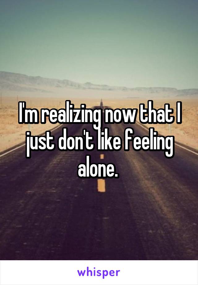 I'm realizing now that I just don't like feeling alone. 