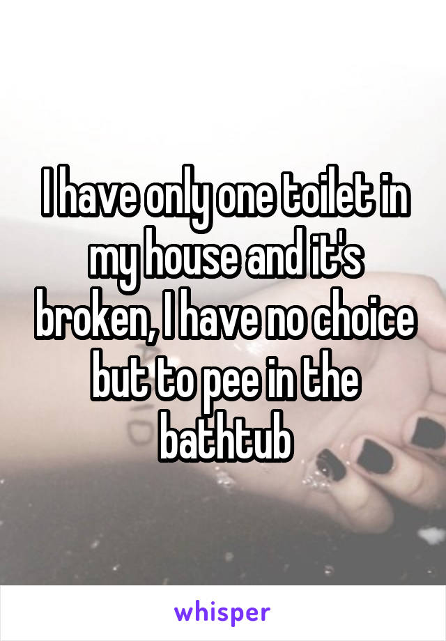 I have only one toilet in my house and it's broken, I have no choice but to pee in the bathtub