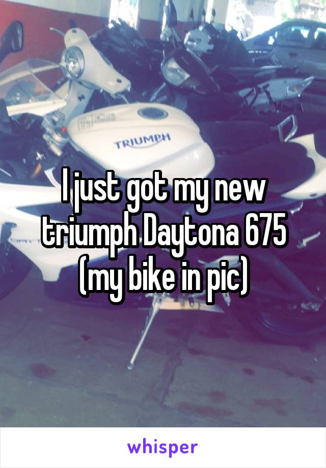 I just got my new triumph Daytona 675 (my bike in pic)