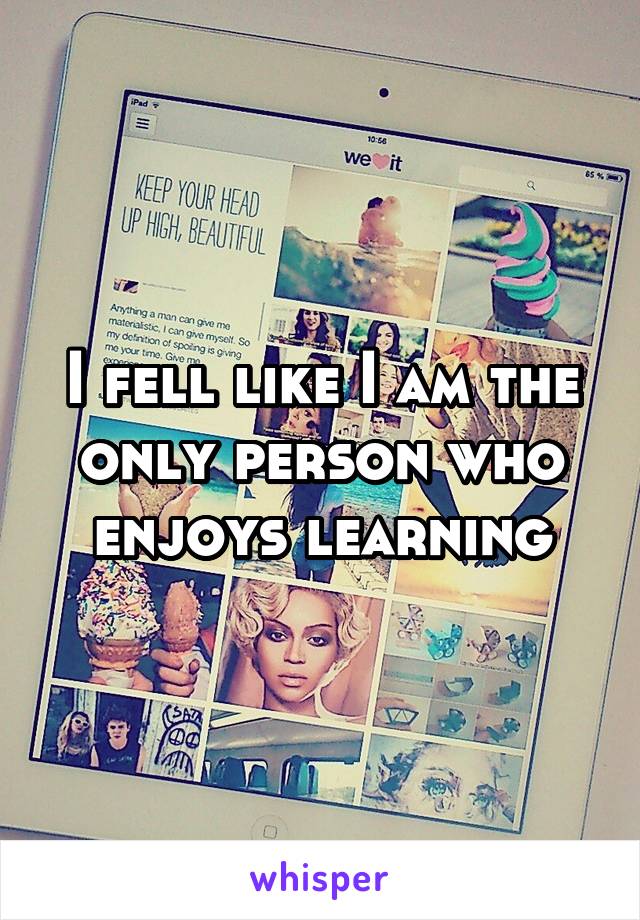 I fell like I am the only person who enjoys learning