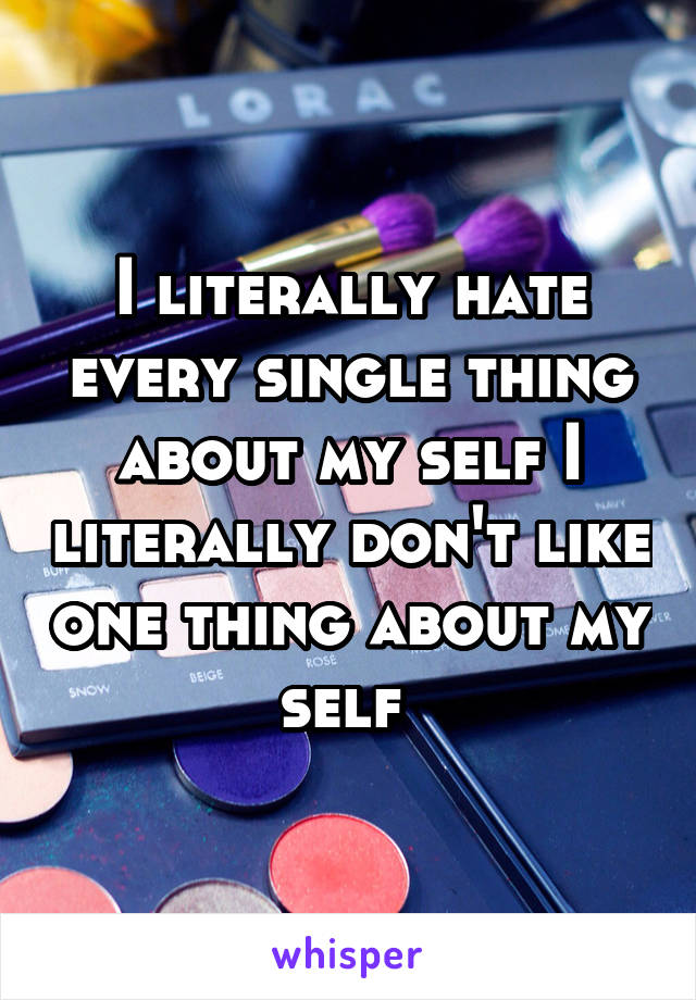 I literally hate every single thing about my self I literally don't like one thing about my self 