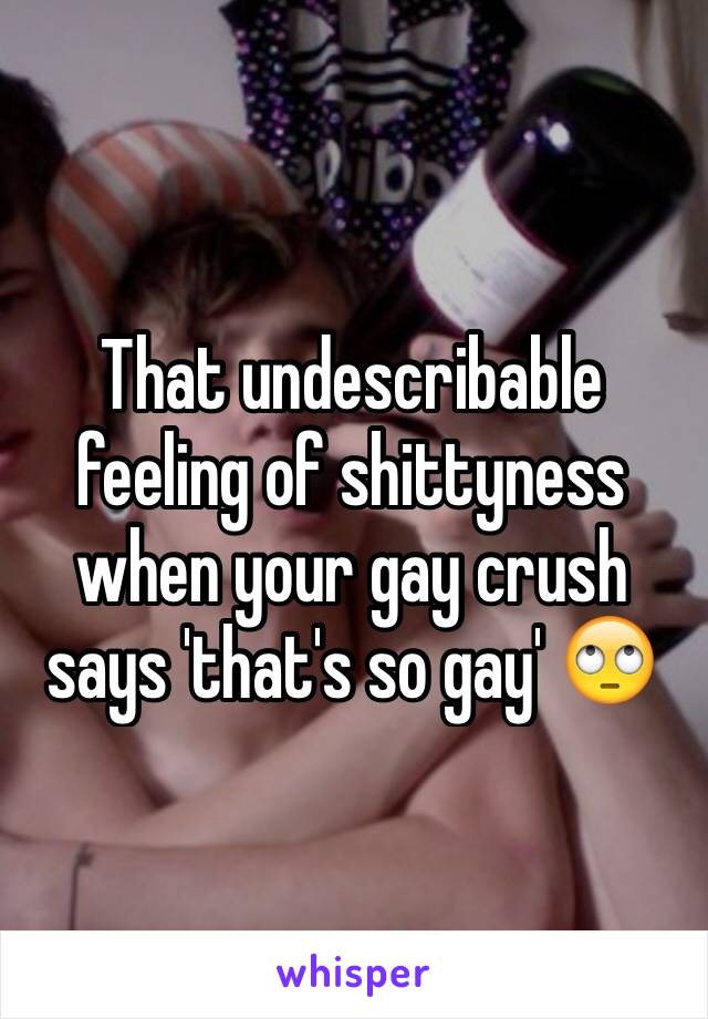 That undescribable feeling of shittyness when your gay crush says 'that's so gay' 🙄