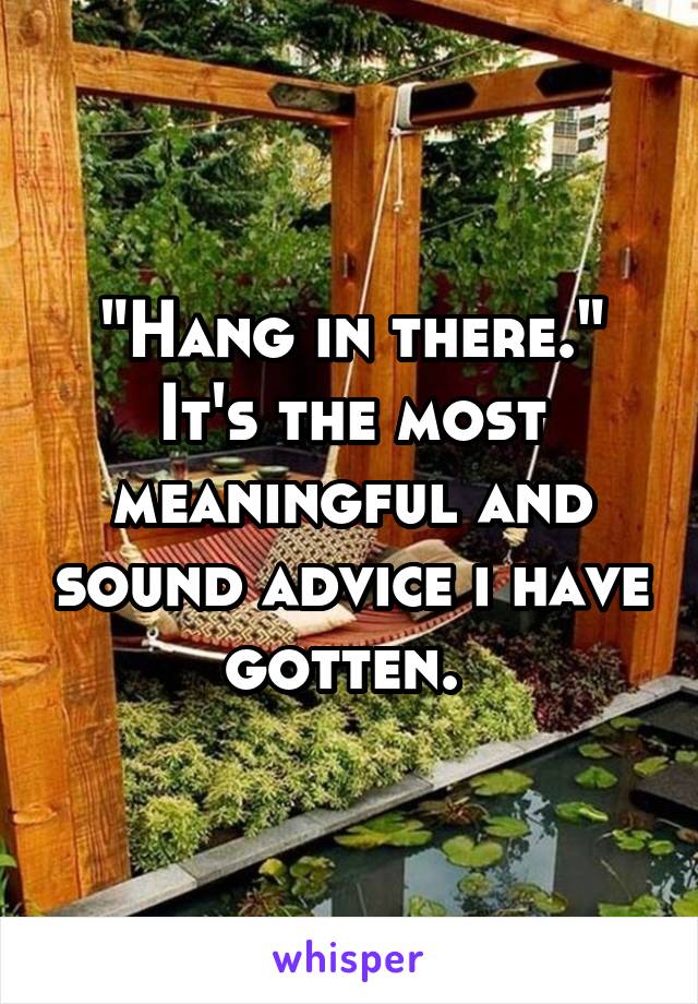 "Hang in there." It's the most meaningful and sound advice i have gotten. 