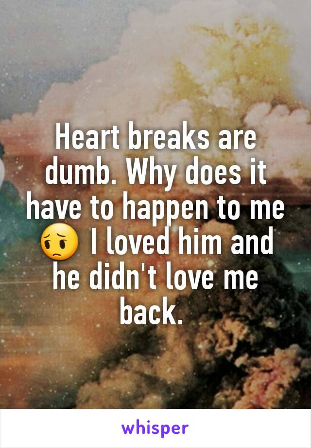 Heart breaks are dumb. Why does it have to happen to me😔 I loved him and he didn't love me back. 