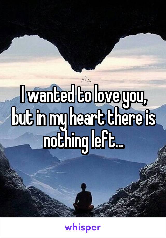 I wanted to love you, but in my heart there is nothing left...