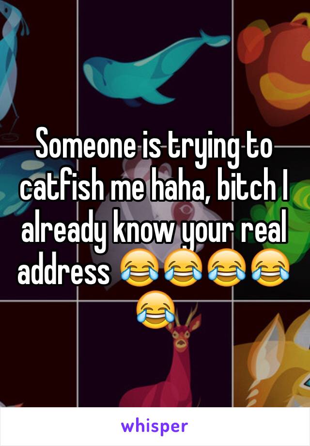 Someone is trying to catfish me haha, bitch I already know your real address 😂😂😂😂😂