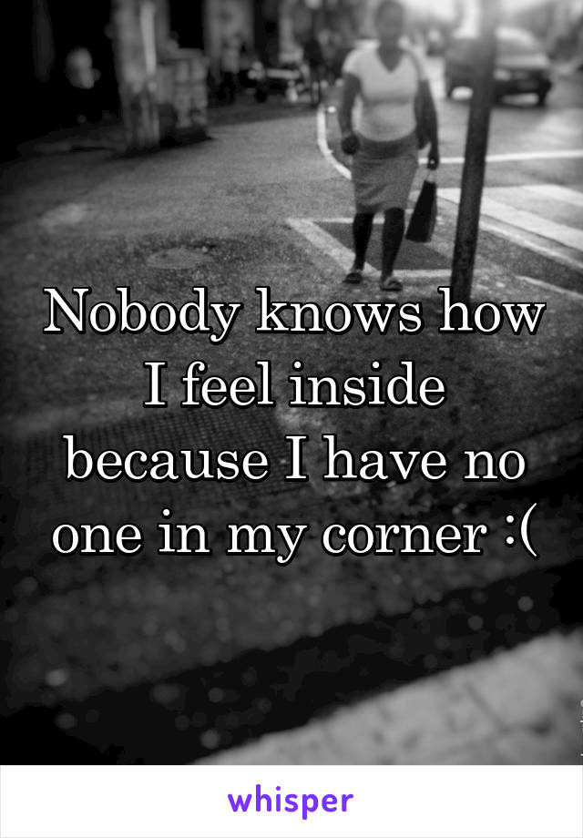 Nobody knows how I feel inside because I have no one in my corner :(