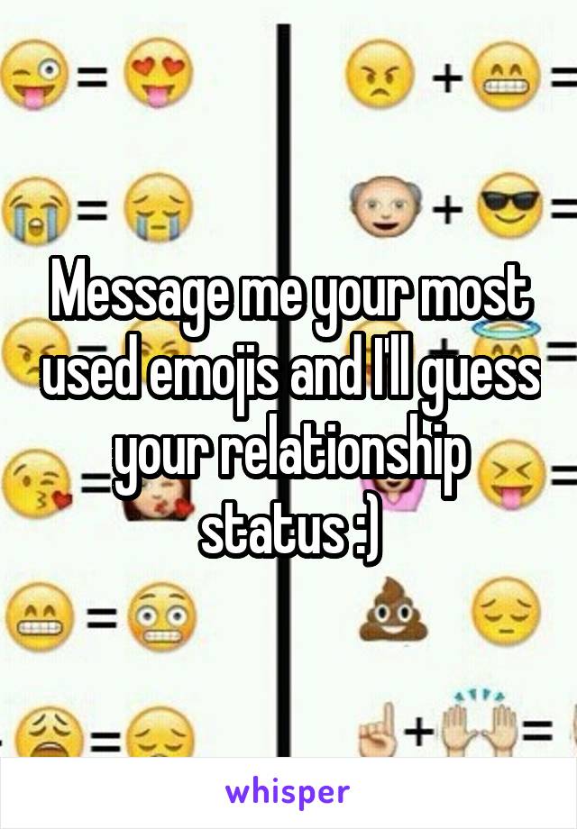 Message me your most used emojis and I'll guess your relationship status :)