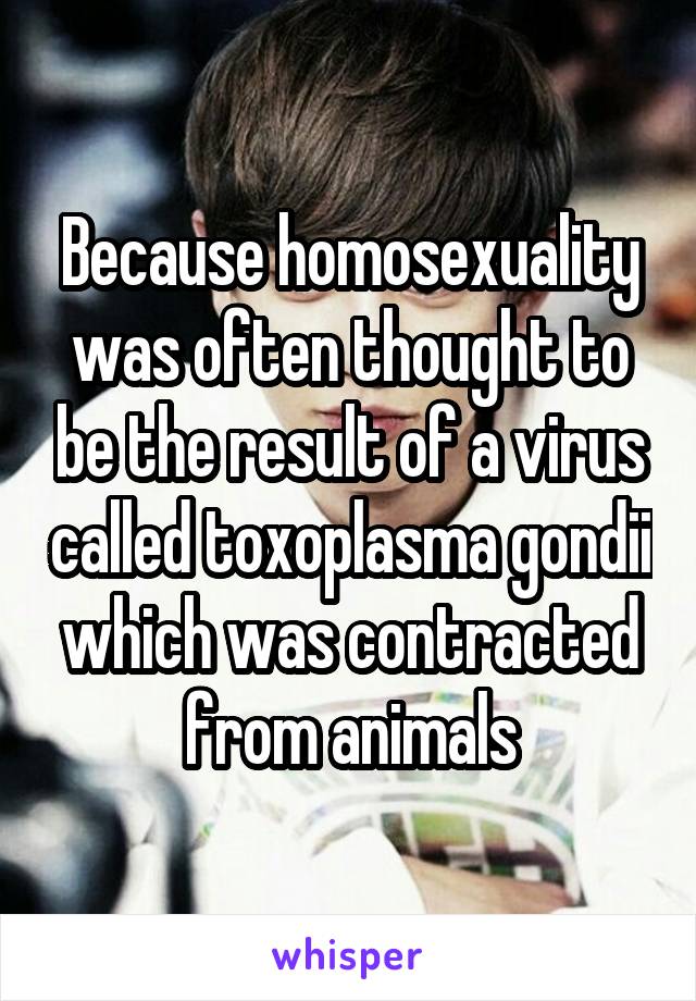 Because homosexuality was often thought to be the result of a virus called toxoplasma gondii which was contracted from animals