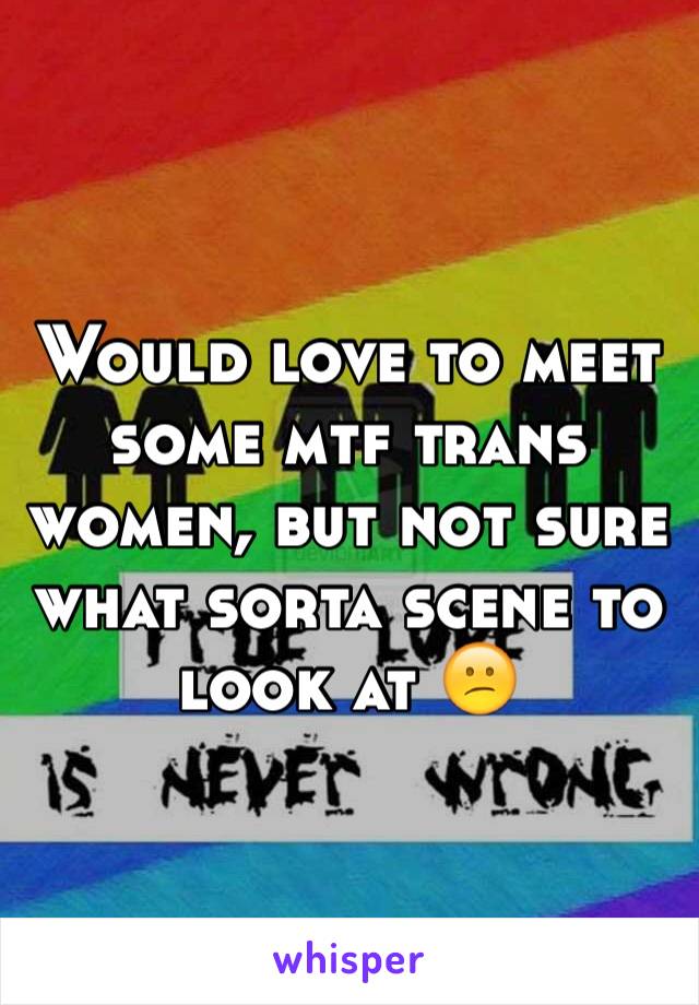 Would love to meet some mtf trans women, but not sure what sorta scene to look at 😕