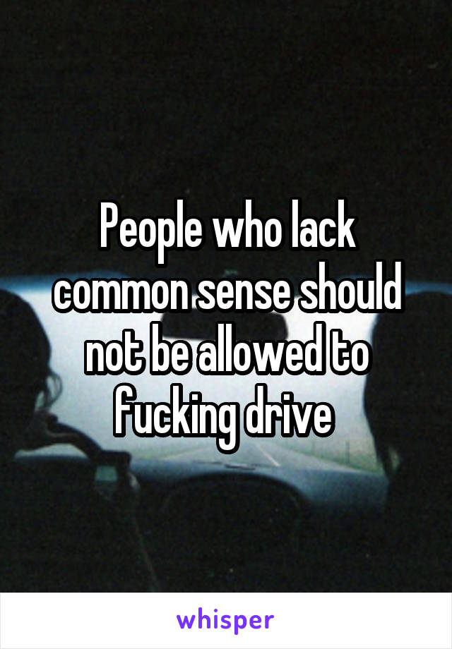 People who lack common sense should not be allowed to fucking drive 