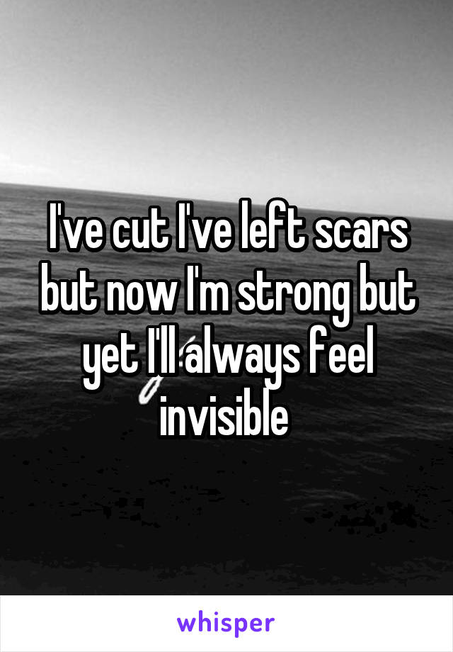 I've cut I've left scars but now I'm strong but yet I'll always feel invisible 