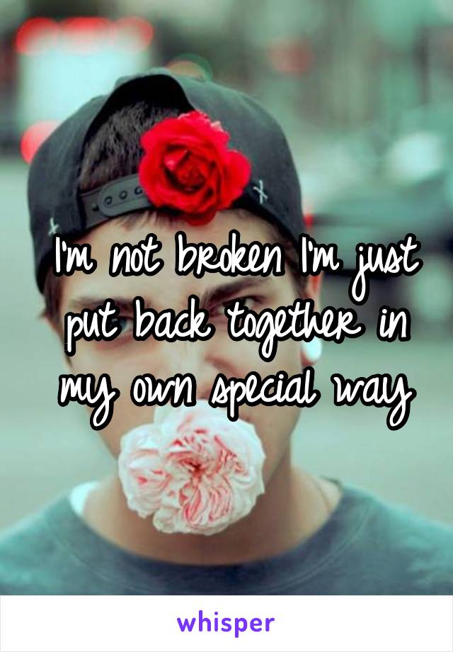 I'm not broken I'm just put back together in my own special way