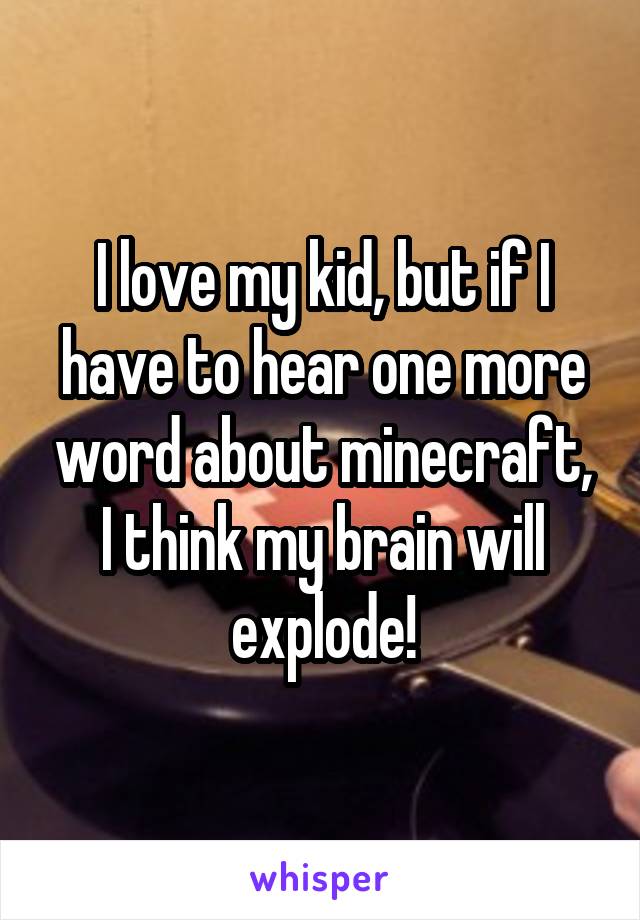 I love my kid, but if I have to hear one more word about minecraft, I think my brain will explode!