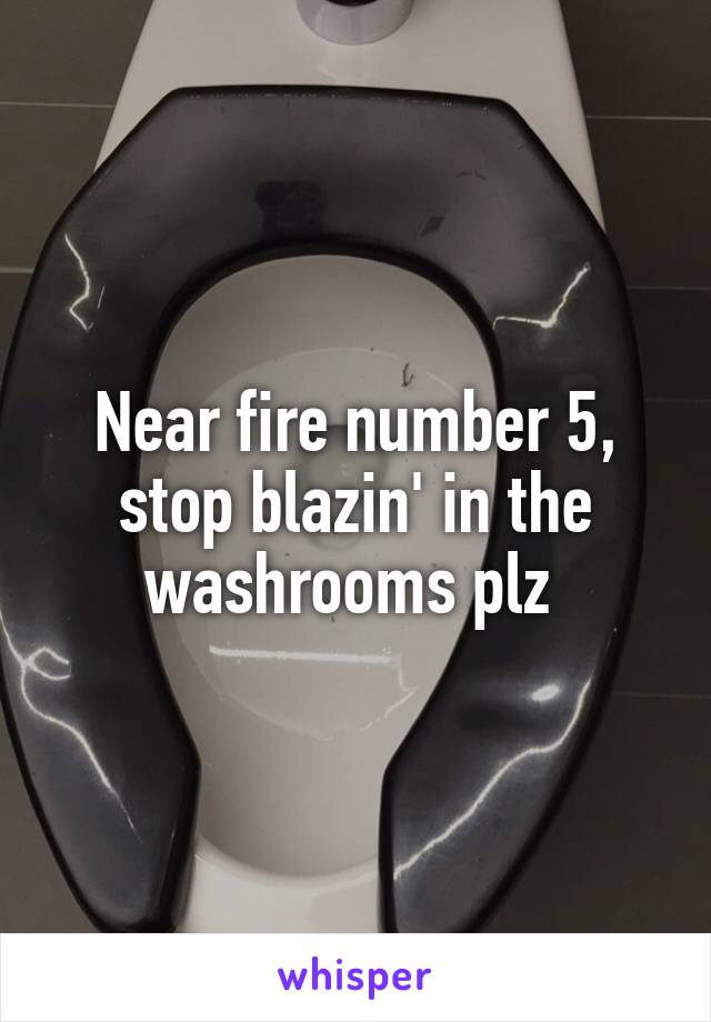 Near fire number 5, stop blazin' in the washrooms plz 