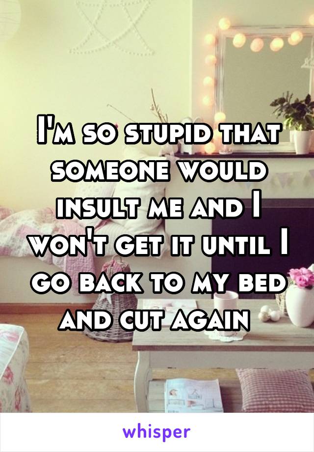 I'm so stupid that someone would insult me and I won't get it until I go back to my bed and cut again 