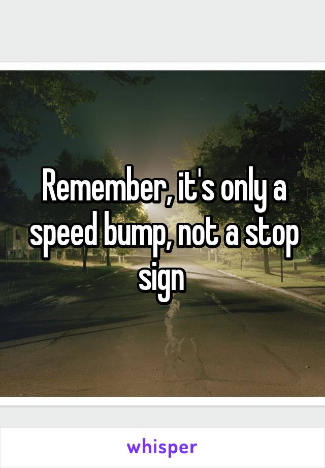 Remember, it's only a speed bump, not a stop sign 