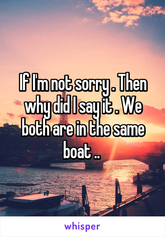 If I'm not sorry . Then why did I say it . We both are in the same boat .. 