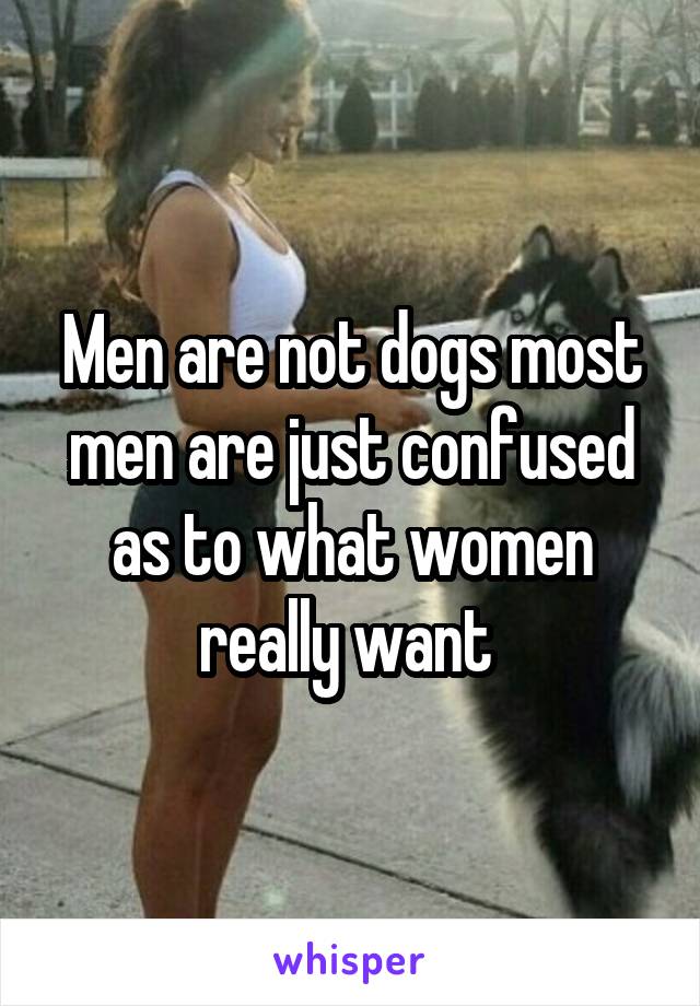 Men are not dogs most men are just confused as to what women really want 