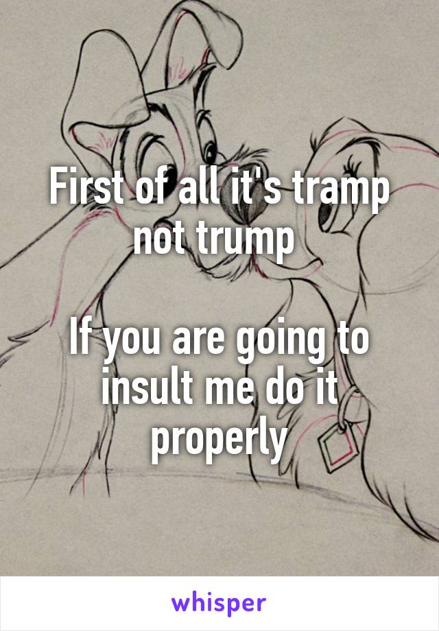 First of all it's tramp not trump 

If you are going to insult me do it properly