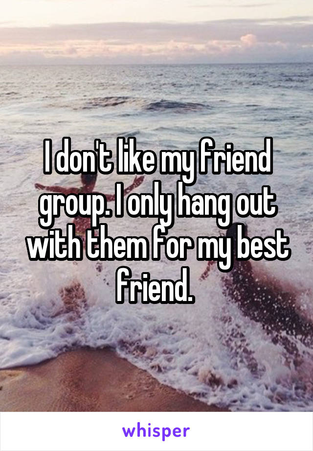 I don't like my friend group. I only hang out with them for my best friend. 