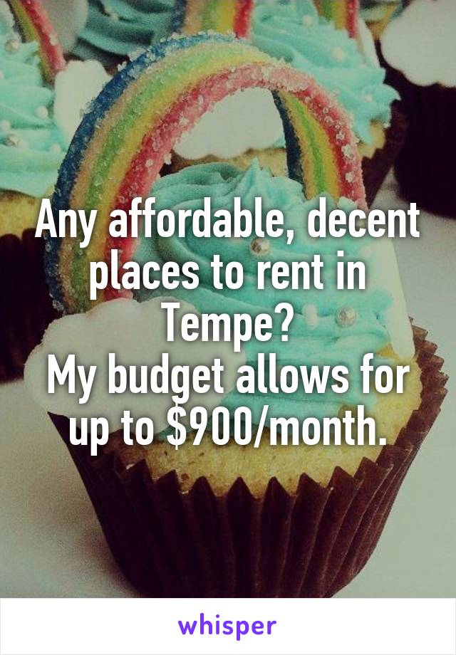 Any affordable, decent places to rent in Tempe?
My budget allows for up to $900/month.