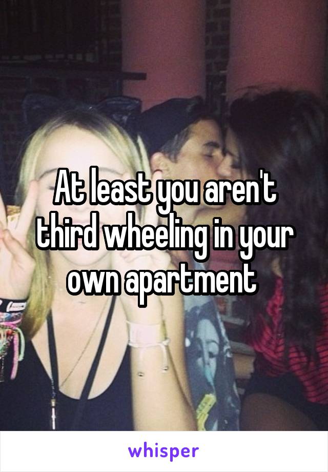 At least you aren't third wheeling in your own apartment 