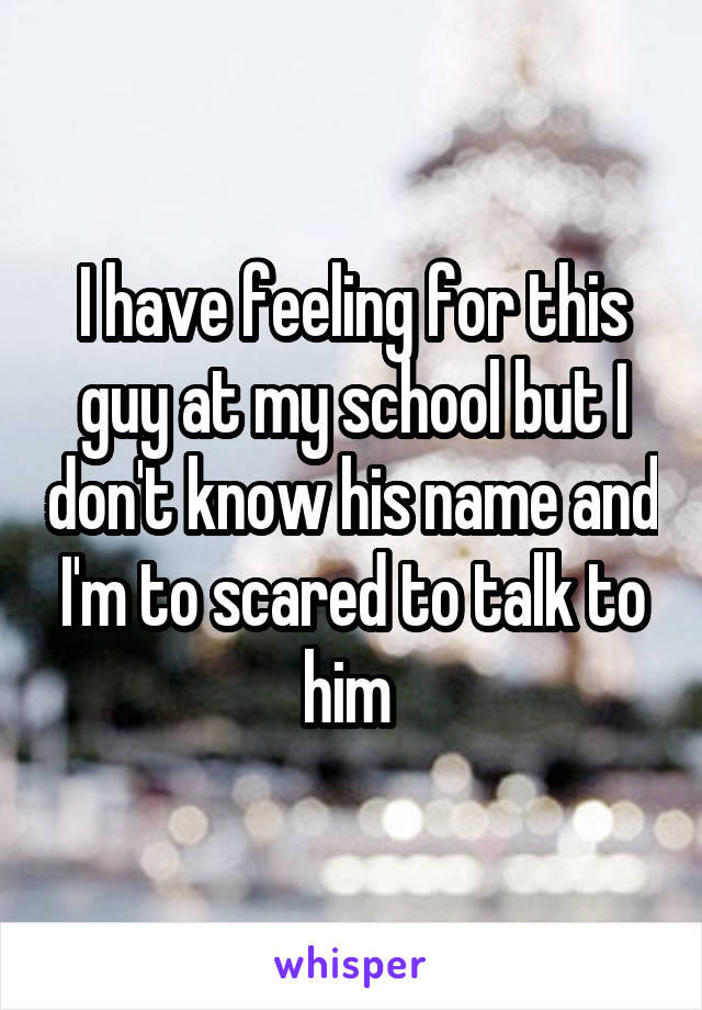 I have feeling for this guy at my school but I don't know his name and I'm to scared to talk to him 