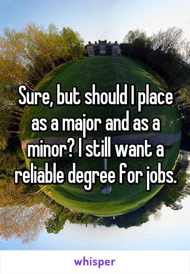 Sure, but should I place as a major and as a minor? I still want a reliable degree for jobs.