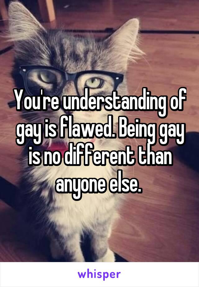 You're understanding of gay is flawed. Being gay is no different than anyone else. 