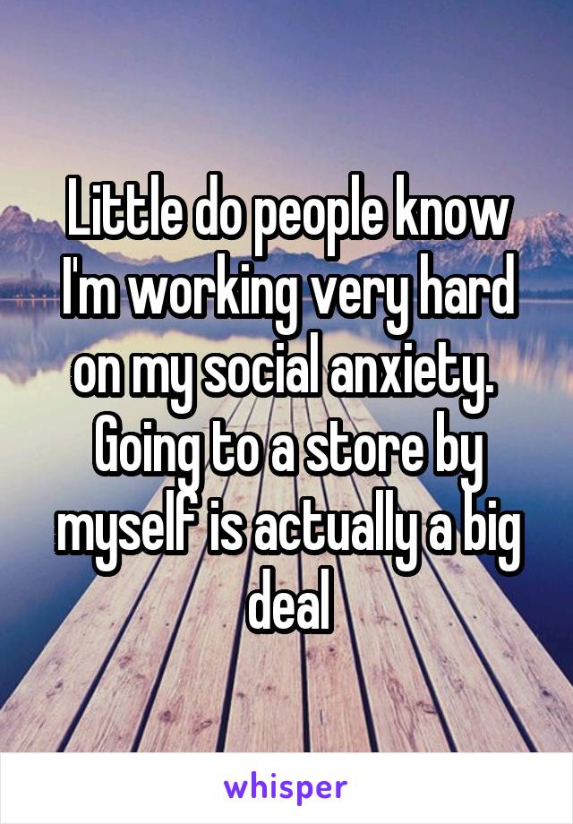 Little do people know I'm working very hard on my social anxiety.  Going to a store by myself is actually a big deal