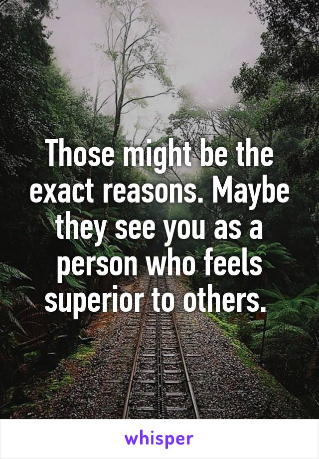 Those might be the exact reasons. Maybe they see you as a person who feels superior to others. 